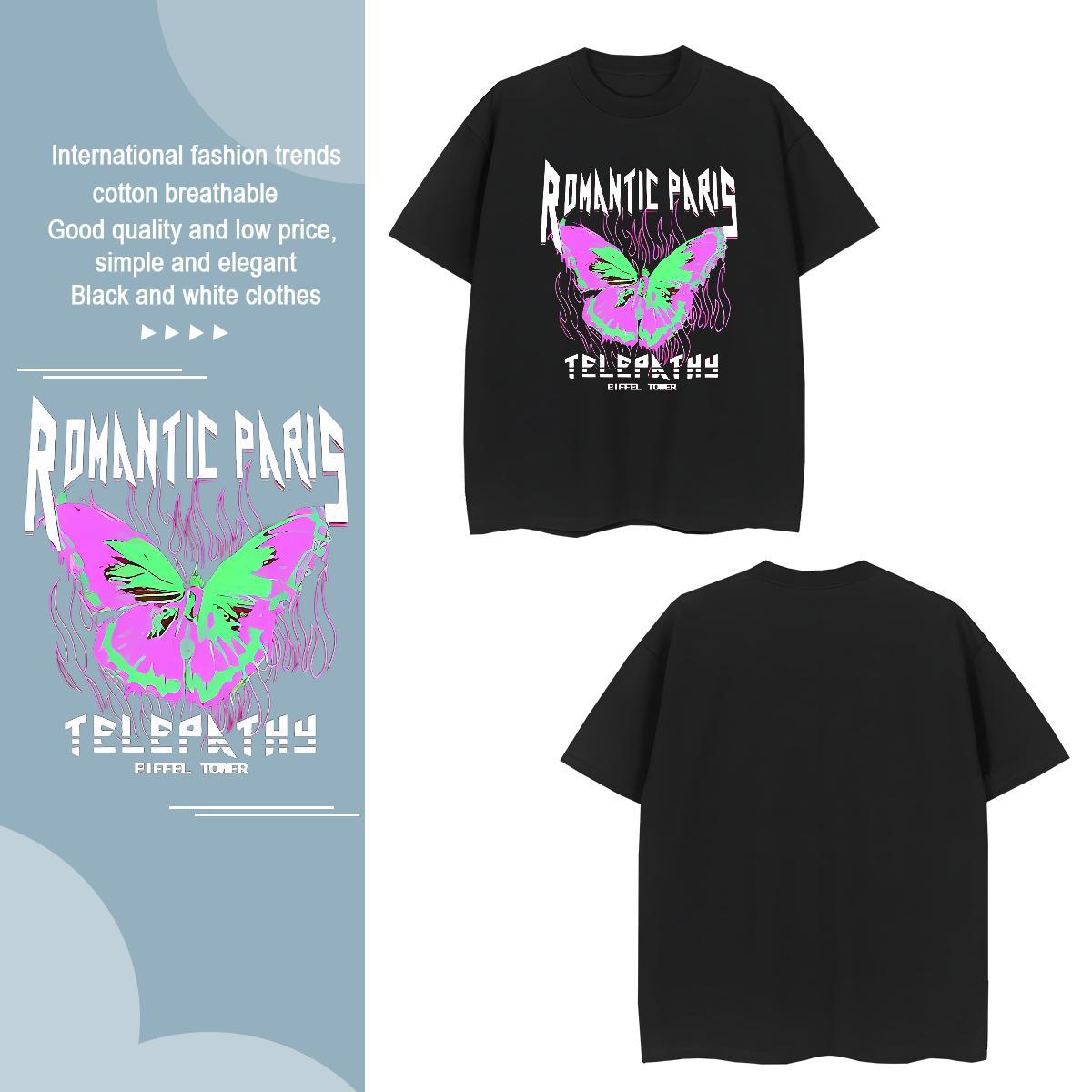 Mens T Shirts 100% Cotton 230g Butterfly Anime Printing Street O Neck Short Sleeves Custom Printed Men Tees Fashion New TOP Quality Clothes