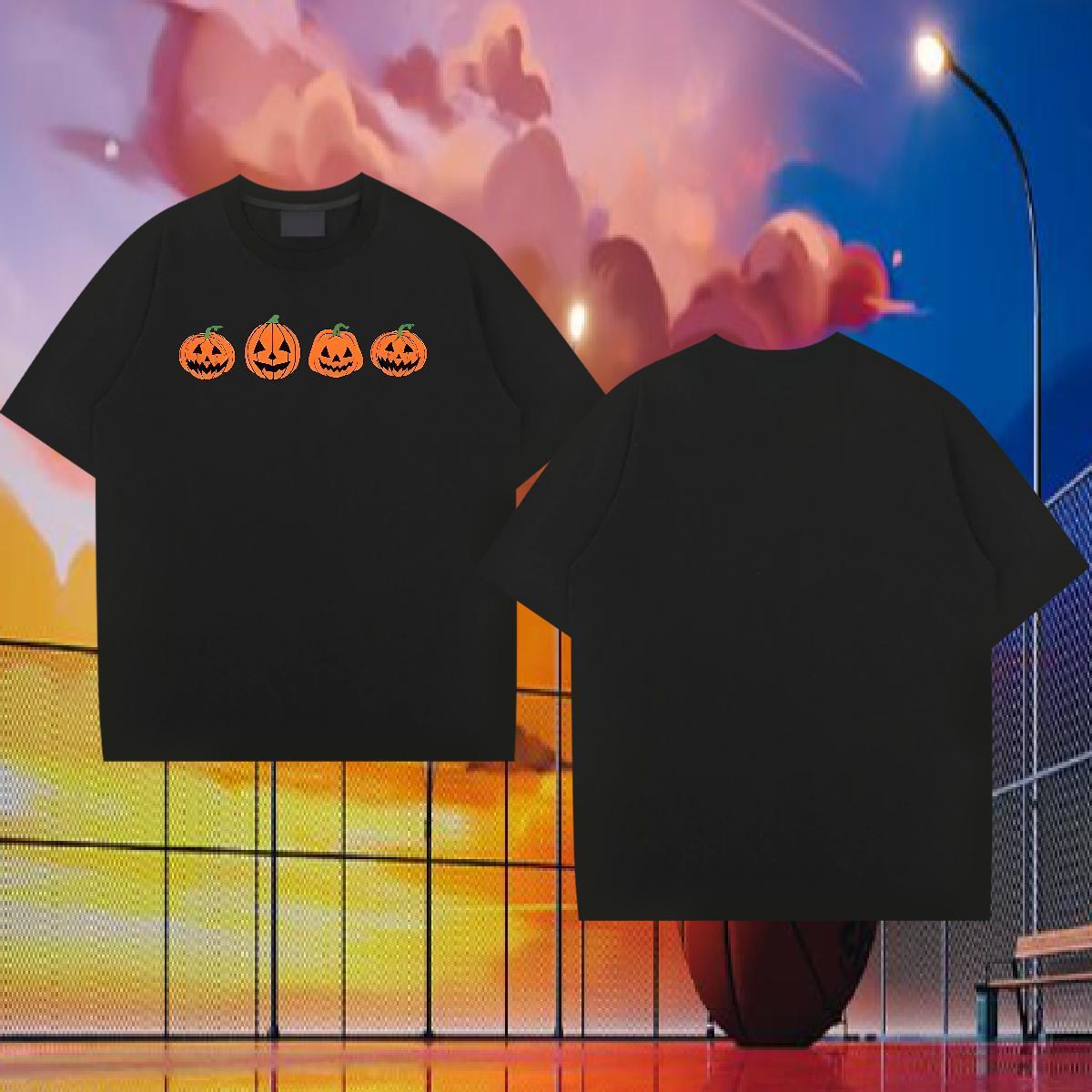 2024 Designer Mens T Shirts 100% Cotton 230g pumpkin Casual Tee Shirt Breathable Soft Loose Fit Men Tops Tees DIY Printed