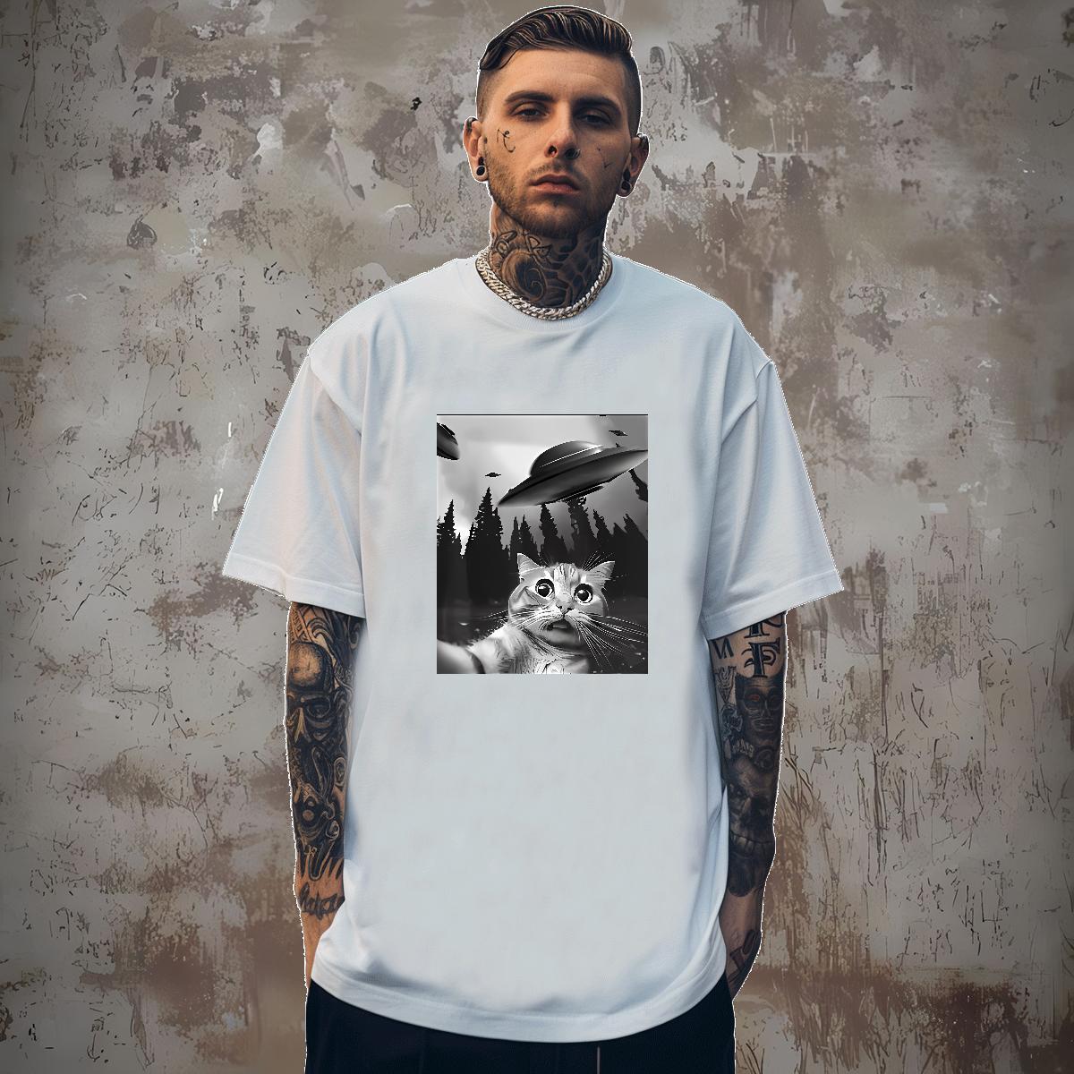 T-Shirts for Men 230g Pure Cotton funny Anime Printing Street Breathable Crew Neck Black Oversized Men Tees Customized Popular Tops Tees