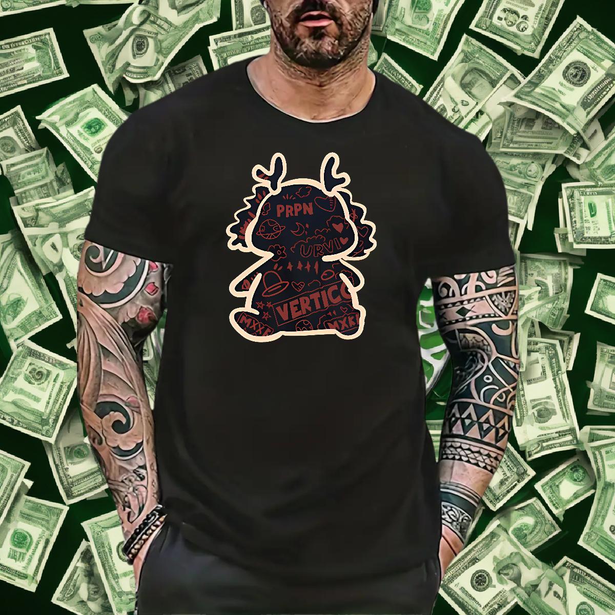 Wholesale T Shirt For Man 230g Cotton dinosaur Summer Casual Tops Shirt Breathable Crew Neck Popular Tshirts Cartoon Printing L-4XL