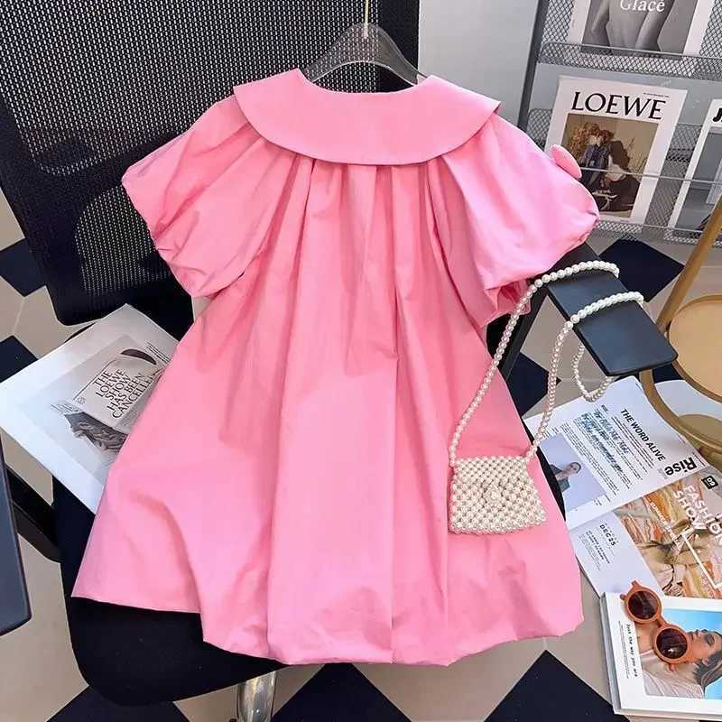 2-10 year summer girls dress cartoon heart-shaped decoration lapel princess dress girls childrens birthday gift clothingW240720