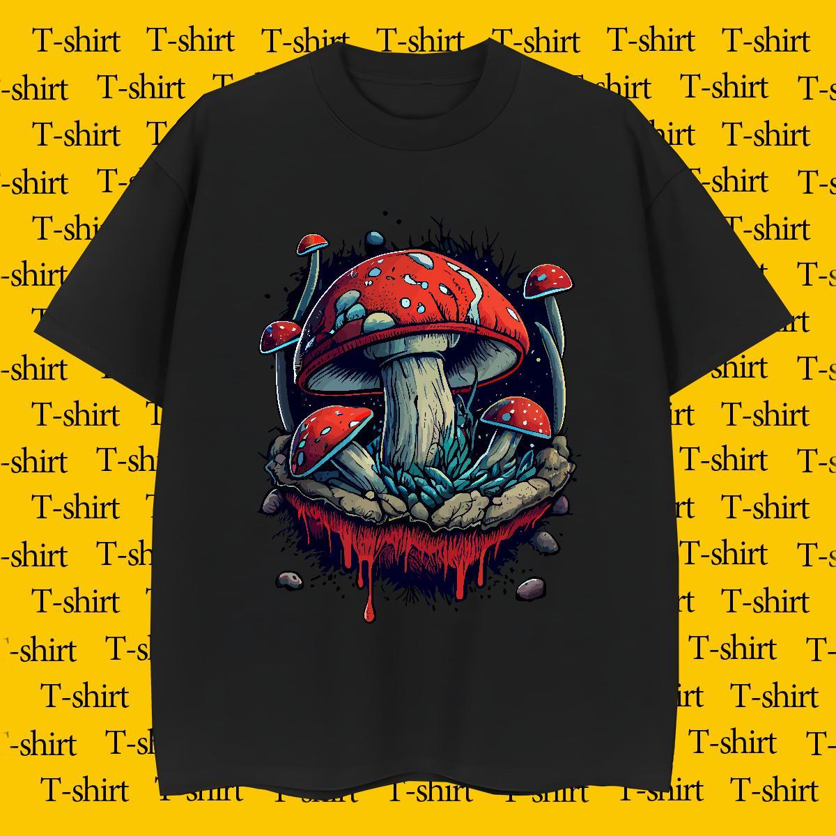 Soft Men Clothes T-Shirt 230g Cotton Street mushroom Custom Big Size Breathable Short Sleeve 2024 Designer Mens T Shirts Clothings