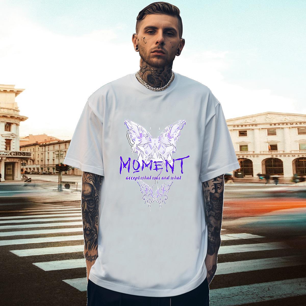 Wholesale Men Tees 100% Cotton 230g Street Casual Butterfly Custom Big Size Breathable Crew Neck Free Shipping Men T Shirts Tees Shirts