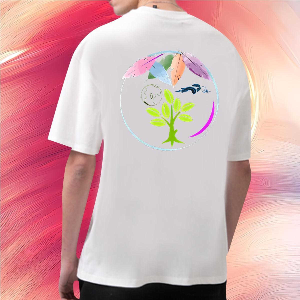 DIY T Shirts Men 230g Pure Cotton tree Daily Outfit Clothes Breathable Short Sleeve Cool Men Clothes T-Shirt Custom Print Plus Size