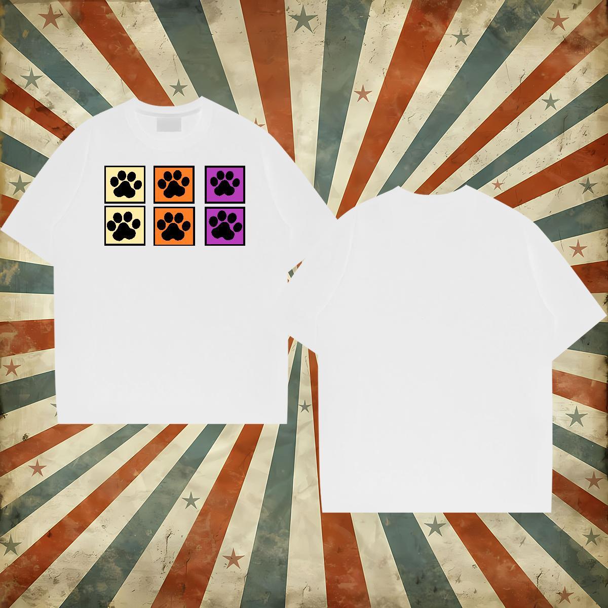 Classic T-Shirts 100% Cotton 230g dog's paw Sport Tshirts O-Neck Short Sleeve Loose Fit Couples T Shirts Customized Print