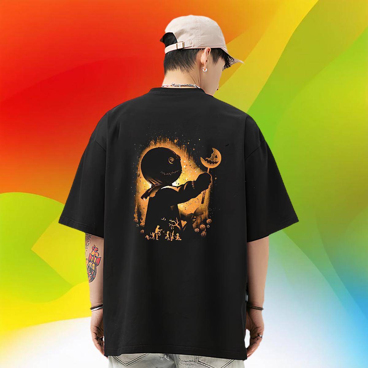 2024 DIY T Shirts Men 230g 100% Cotton halloween Beach Tees O-Neck Short Sleeve High Quality Tshirt for Man Woman Anime Print