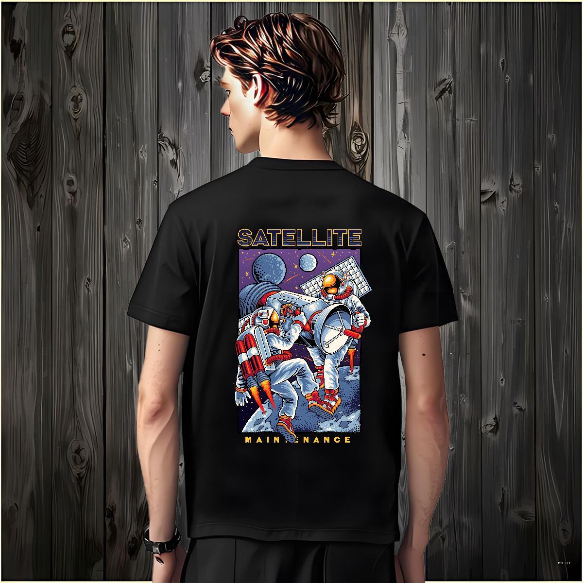 Man T Shirts 230g Pure Cotton spaceman Beach Breathable Short Sleeve Skull Couples T Shirts Casual New Classic Tops Tees