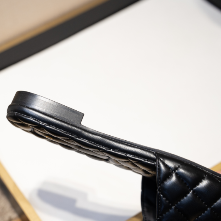 Designer Slide Sandals Luxury Slides Leather Mid Heel Sandal Slippers Fashion Wedding Party Shoes Flats Ankle Buckle Rubber Sole Mules Summer Beach Chunky Heels