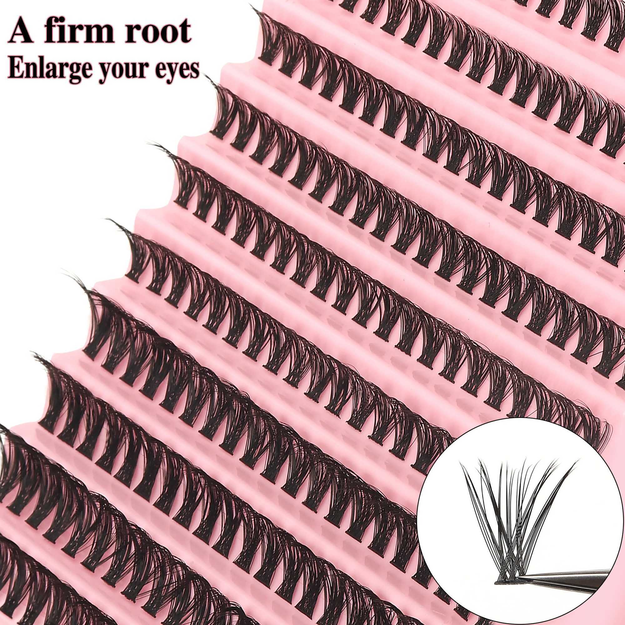 40D Fluffy Dramatic D Curled Eyelash Extension 0.05mm Thick DIY Cluster False Eyelash Set Reusable Mixed Length 9-16mm W240803