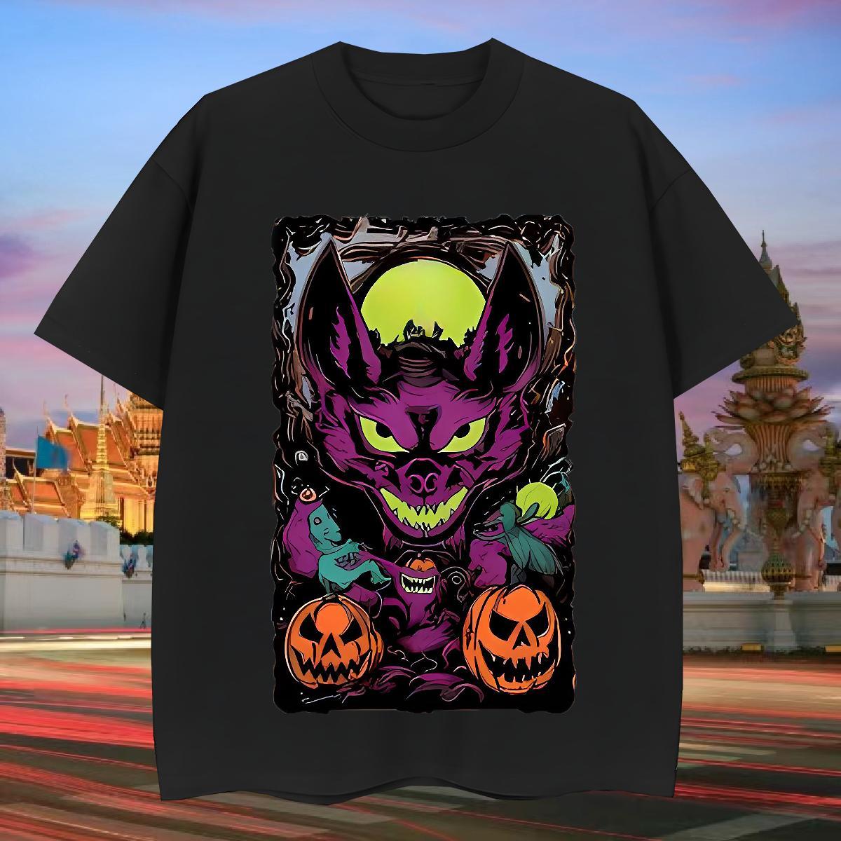 Man T Shirts 230g Cotton pumpkin High Street Hip Hop Breathable Short Sleeve DIY Anime Men Tops Tees Fashion Unisex Clothes