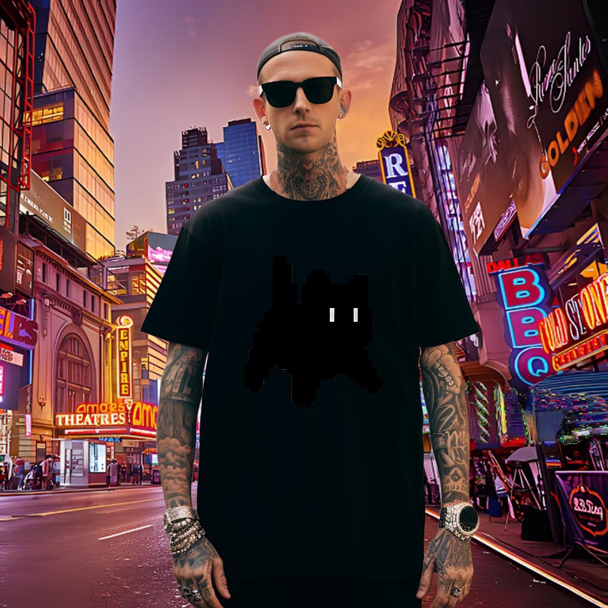 Brand Men Tees 230g 100% Cotton cat T-Shirts for Men Casual Beach O Neck Short Sleeves Customized Wholesale Wear