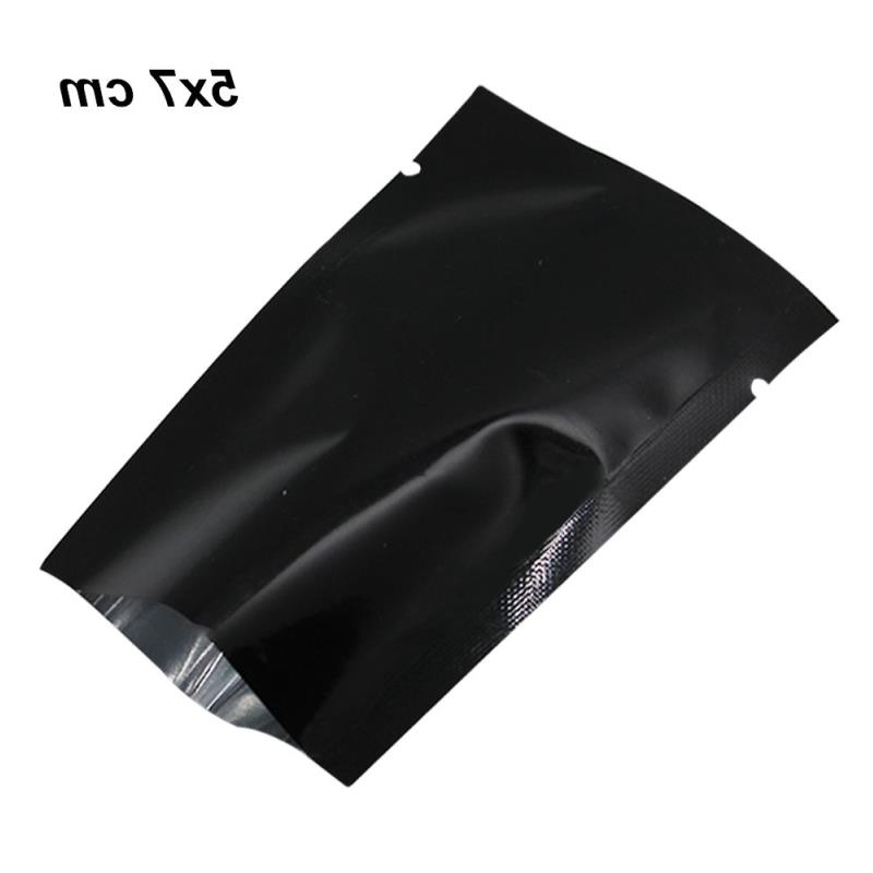 200pcs 5x7 cm Black Open Top Mylar Foil Vacuum Heat Seal Food Storage Packing bag for Snack Dried Nuts Aluminum Foil Heat Sealing Pack Fhuu