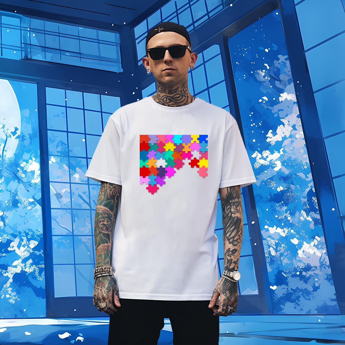 T Shirts Men 100% Cotton 230g painting Anime Printing Street Short Sleeve O-Neck Custom Cartoon Men Tshirts 2024 DIY Soft Tees Shirts