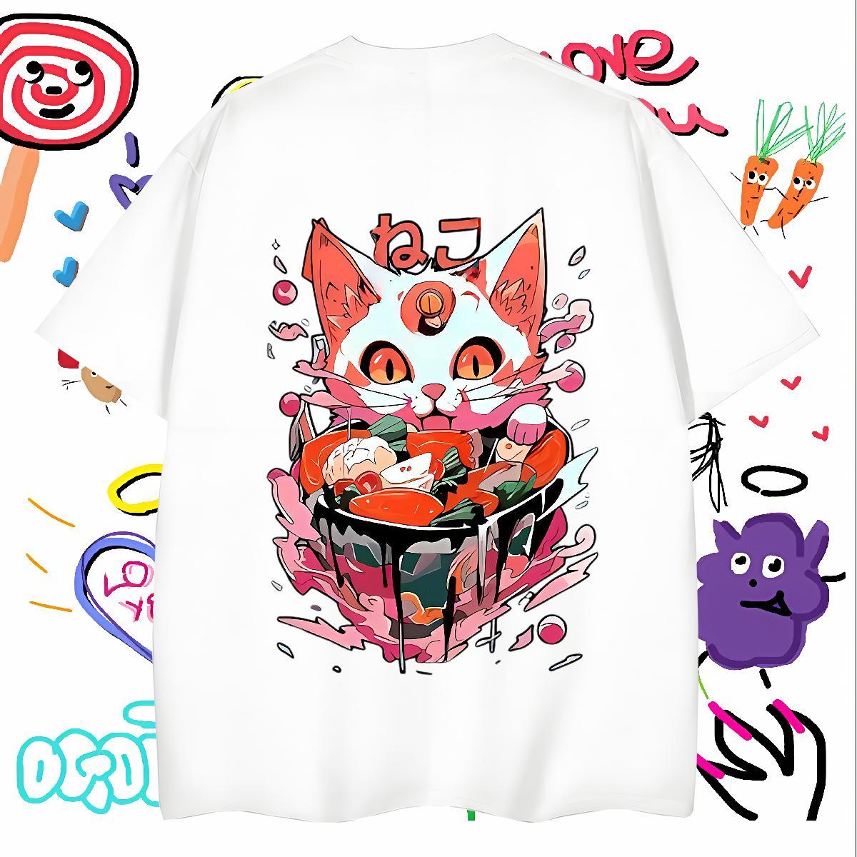 Mens T Shirts 230g Cotton cat Beach Pure Cotton Black Oversized Mens Tshirts Customized Cool Tops Tees