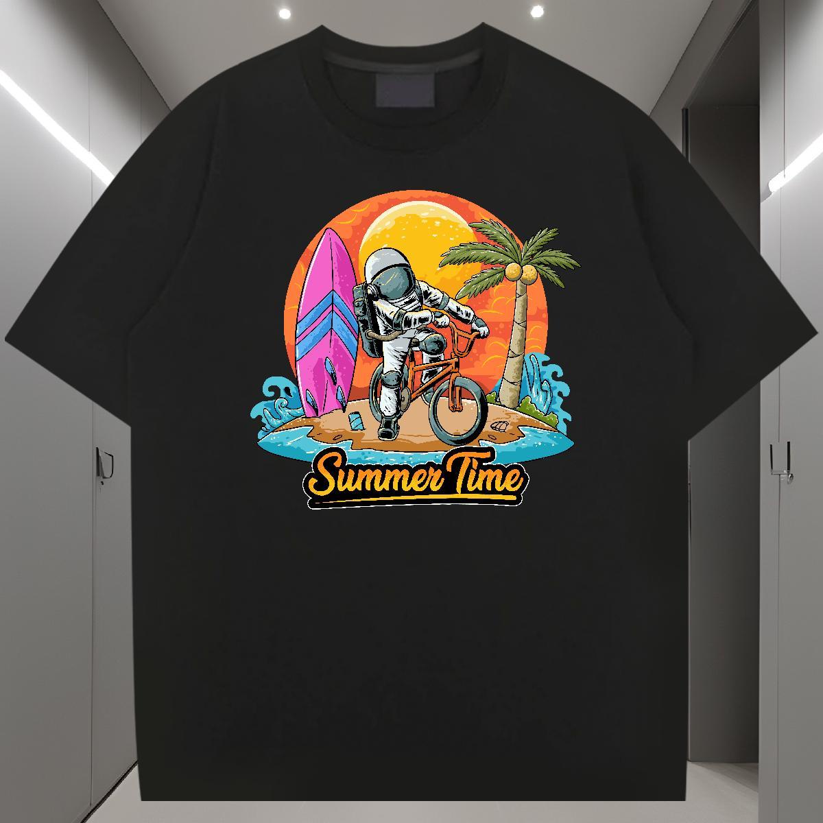 T-Shirts 230g Cotton spaceman Daily Outfit Breathable Crew Neck Custom Big Size Men Tshirts Stylist High Quality Tops Tees