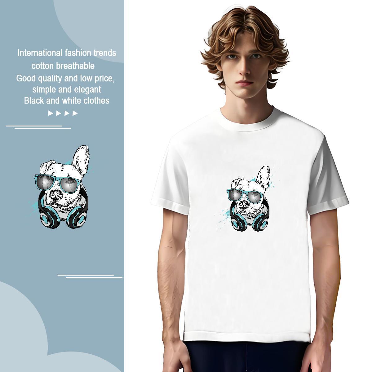 Men T Shirts 230g Cotton dog Street Wear Breathable Short Sleeve DIY Logo Oversized Men Tops Tees Brand High Quality Clothes