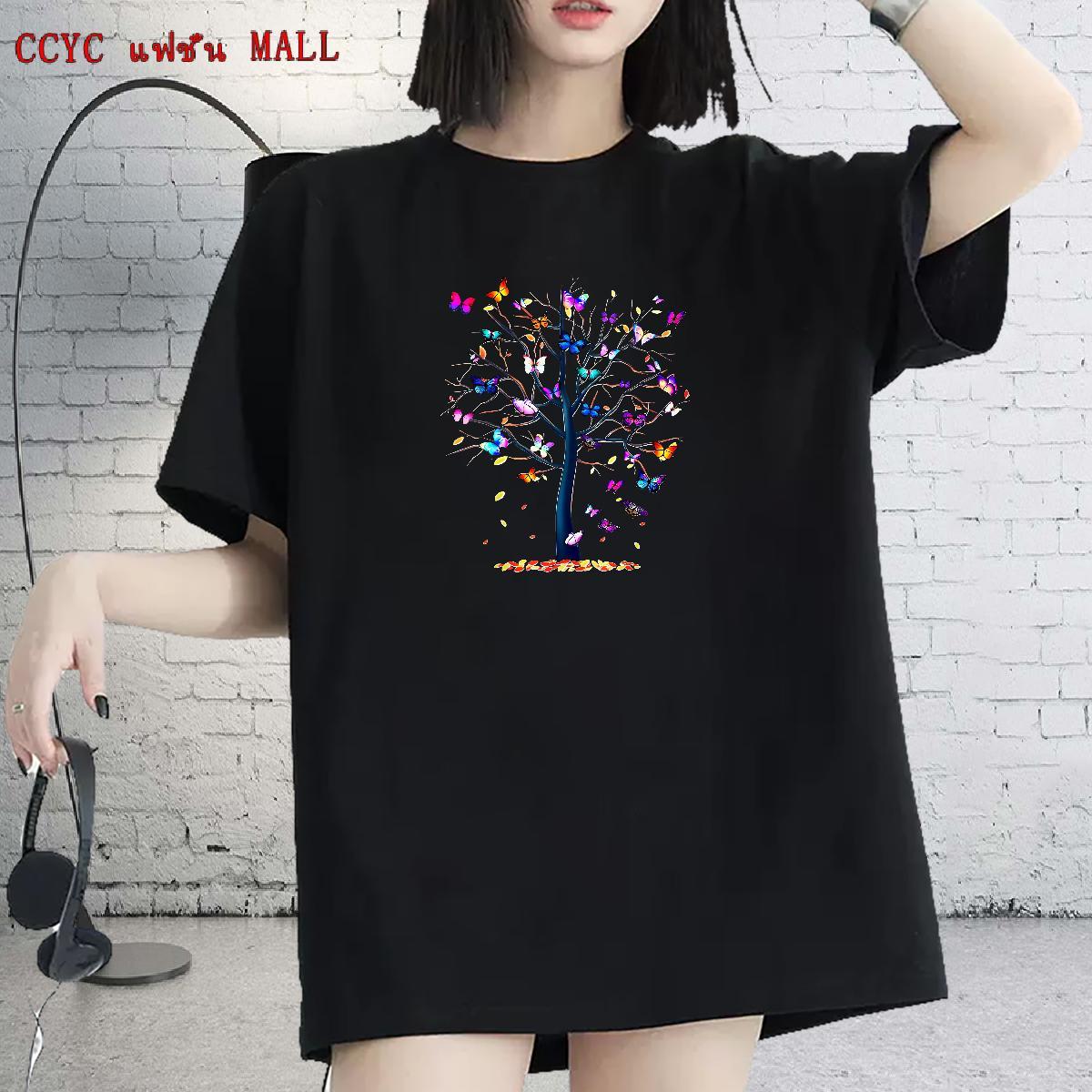 Brand Woman T Shirts Breathable Crew Neck Unisex Tshirts Cartoon Anime Butterfly Sport 100% Cotton 230g Classic Tees