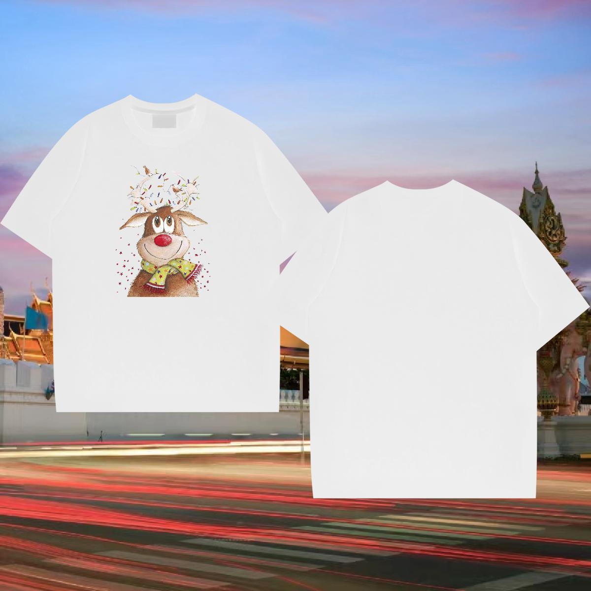 Free Shipping T-Shirts 230g Pure Cotton Christmas Daily Wear Tees Shirts Breathable Short Sleeve Wholesale Men Clothes T-Shirt Graphic