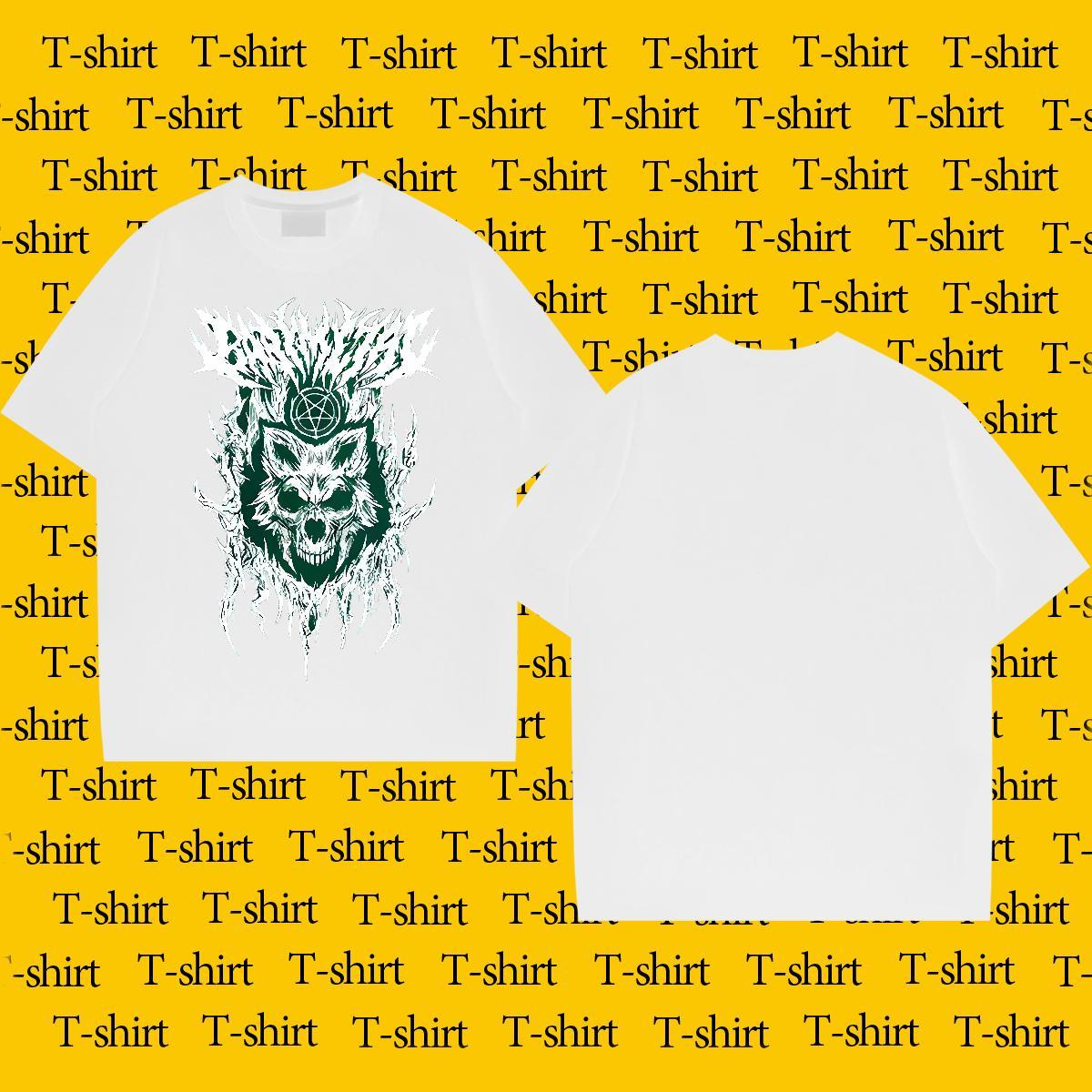 DIY T-Shirts for Men 230g Cotton wolf Casual Daily Wear Tops Shirt Breathable Crew Neck Unisex Men Tees Plus Size Custom