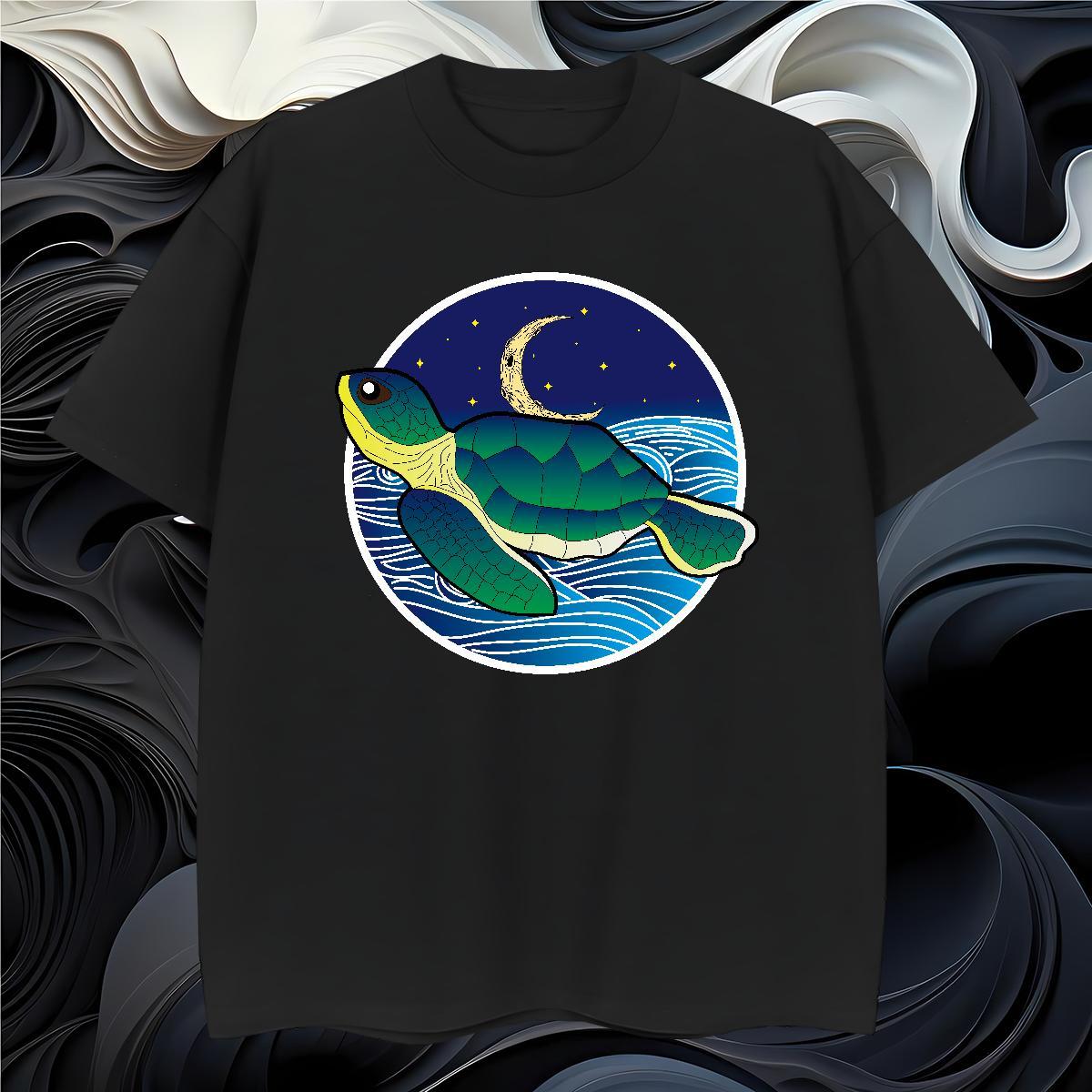 T Shirts Men 230g Pure Cotton tortoise Beach Round Neck Short Sleeve DIY Logo Oversized Couples T Shirts Casual New Wholesale Tees Shirts