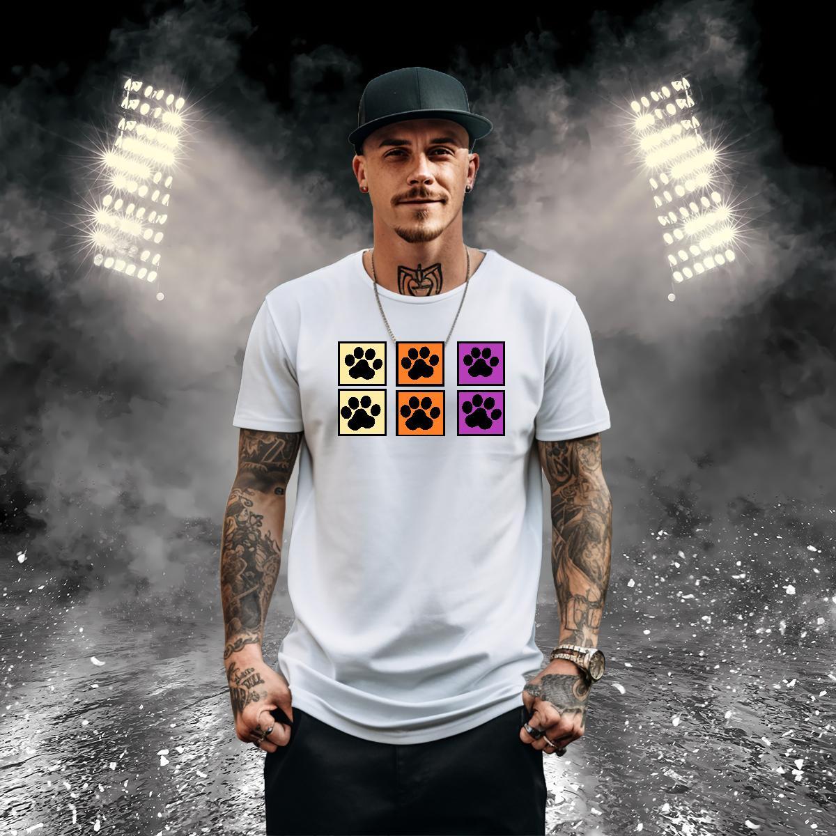 Designer T-Shirts for Men 230g 100% Cotton dog's paw Casual Beach Tops Shirt Pure Cotton Free Shipping Men Tees DIY Logo Oversized