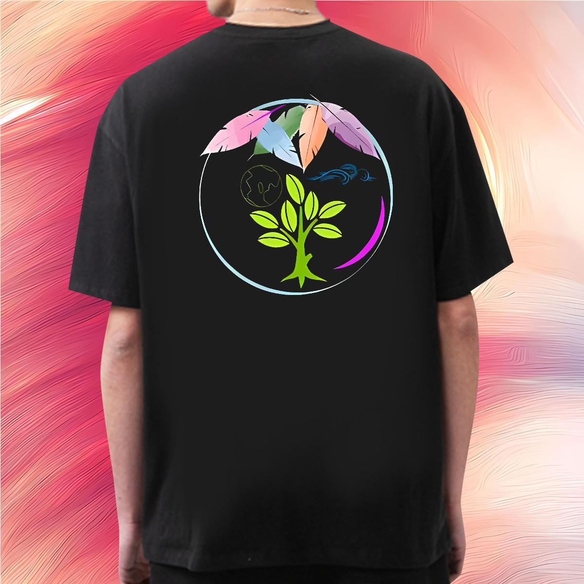 DIY T Shirts Men 230g Pure Cotton tree Daily Outfit Clothes Breathable Short Sleeve Cool Men Clothes T-Shirt Custom Print Plus Size
