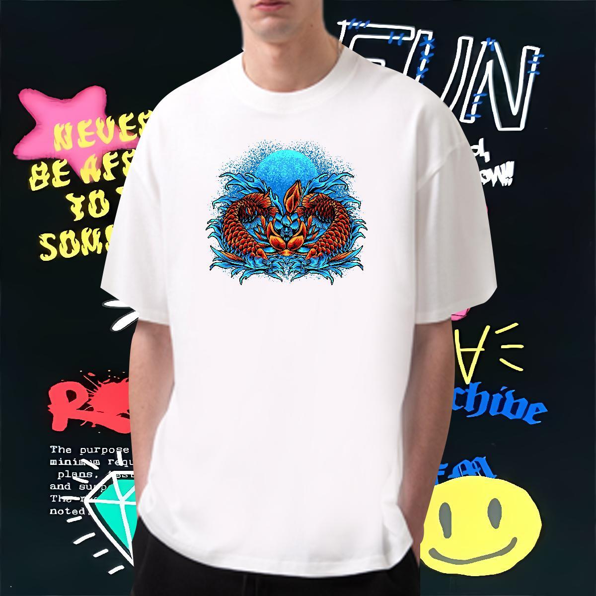 Customized Man T Shirts 100% Cotton 230g Beach Tops Shirt Breathable Crew Neck Free Shipping Tshirts Cartoon Print