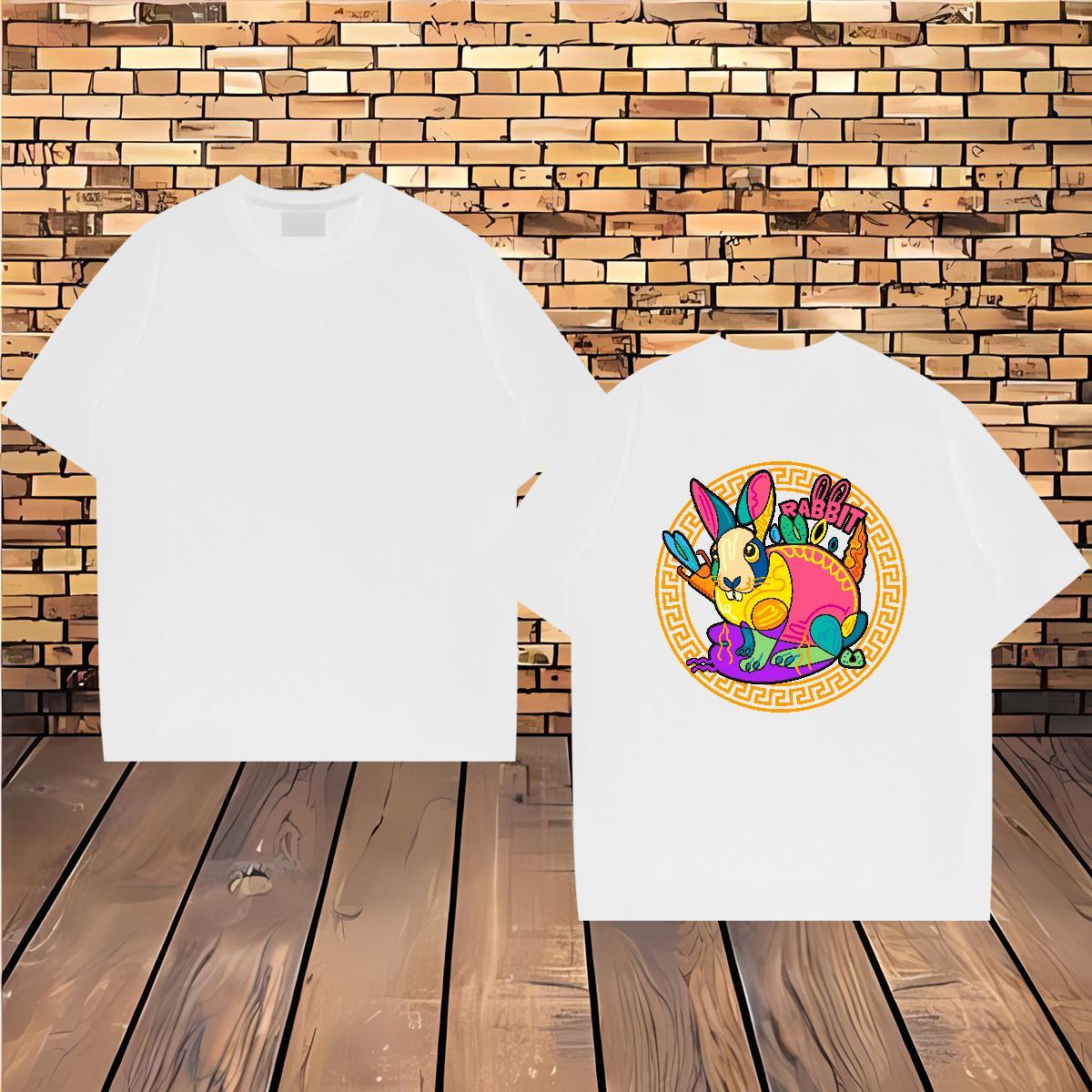 Stylist Man T Shirts 230g Cotton rabbit Street Wear Tees Shirts Crew Neck Brand Men Clothes T-Shirt Floral Print