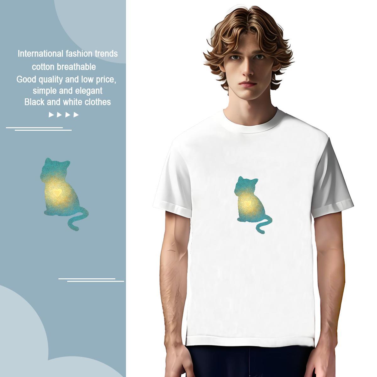 T shirt 100% Cotton 230g cat Street Wear Crew Neck Breathable DIY Anime Men Tops Tees Fashion Designer TOP Quality Tee Shirt