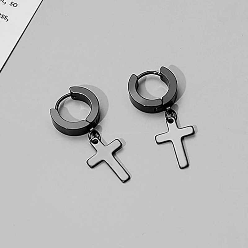 9 pairs of punk black multi style stainless steel stud earrings suitable for mens and womens Gothic street fashion hip-hop earrings jewelry gifts W240
