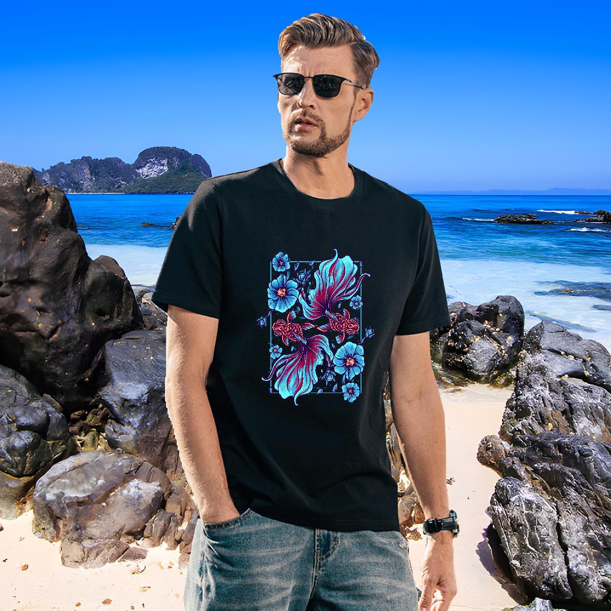 Loose Fit Mens Tshirts 230g Pure Cotton T-Shirts High Street Hip Hop Breathable Crew Neck Plus Size Cartoon Wholesale Tees