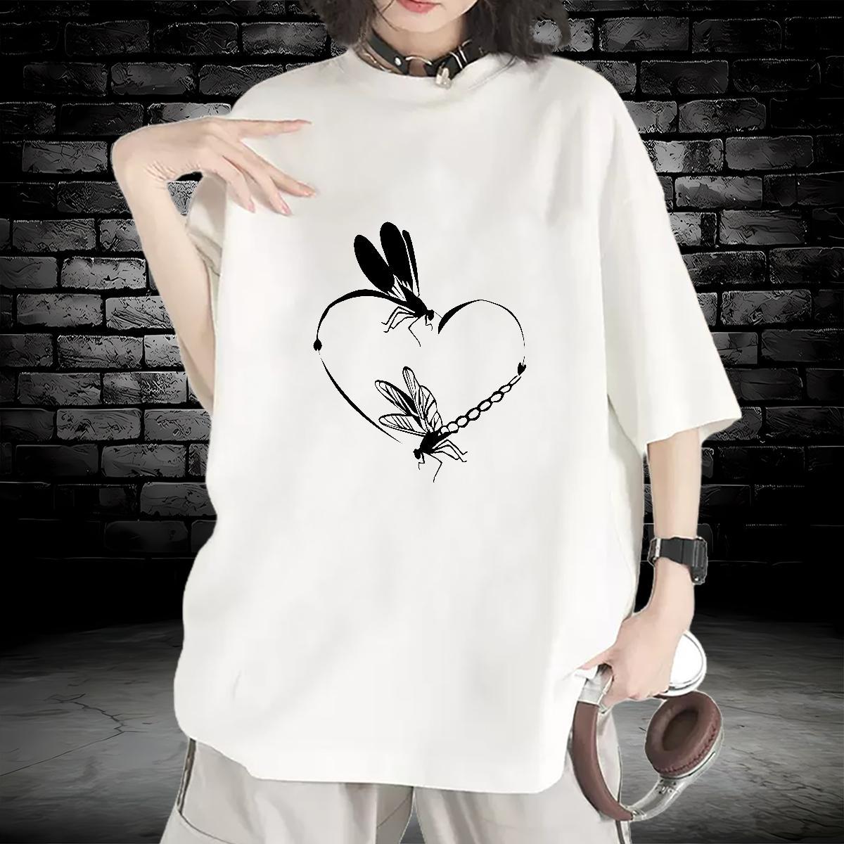 Wholesale Women T Shirts Comfortable Woman Tshirt DIY Anime Butterfly High Street Hip Hop 230g Pure Cotton 2024 DIY Clothings