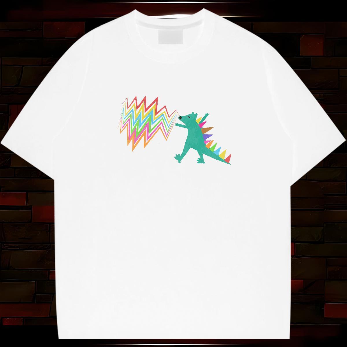 Men T Shirts 100% Cotton 230g dinosaur Hip Hop Breathable Short Sleeve Black White Couples T Shirts Factory Direct Cool Design Tees