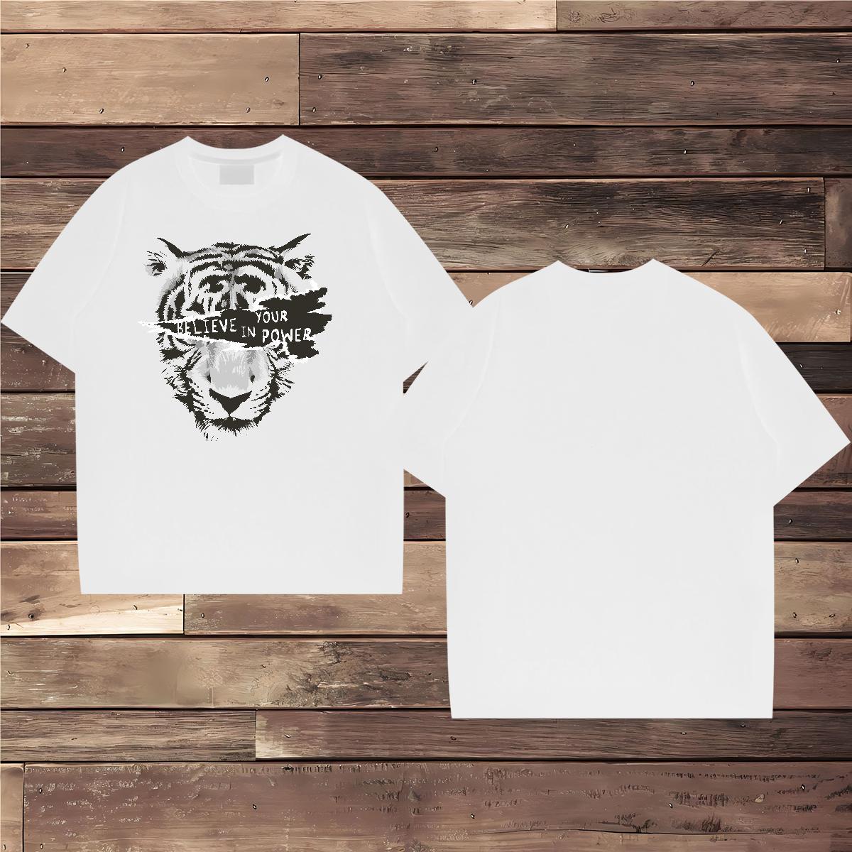 DIY Customized Mens T Shirts 230g Pure Cotton tiger Daily Outfit Tshirts Breathable Wholesale Men Tees Anime Print