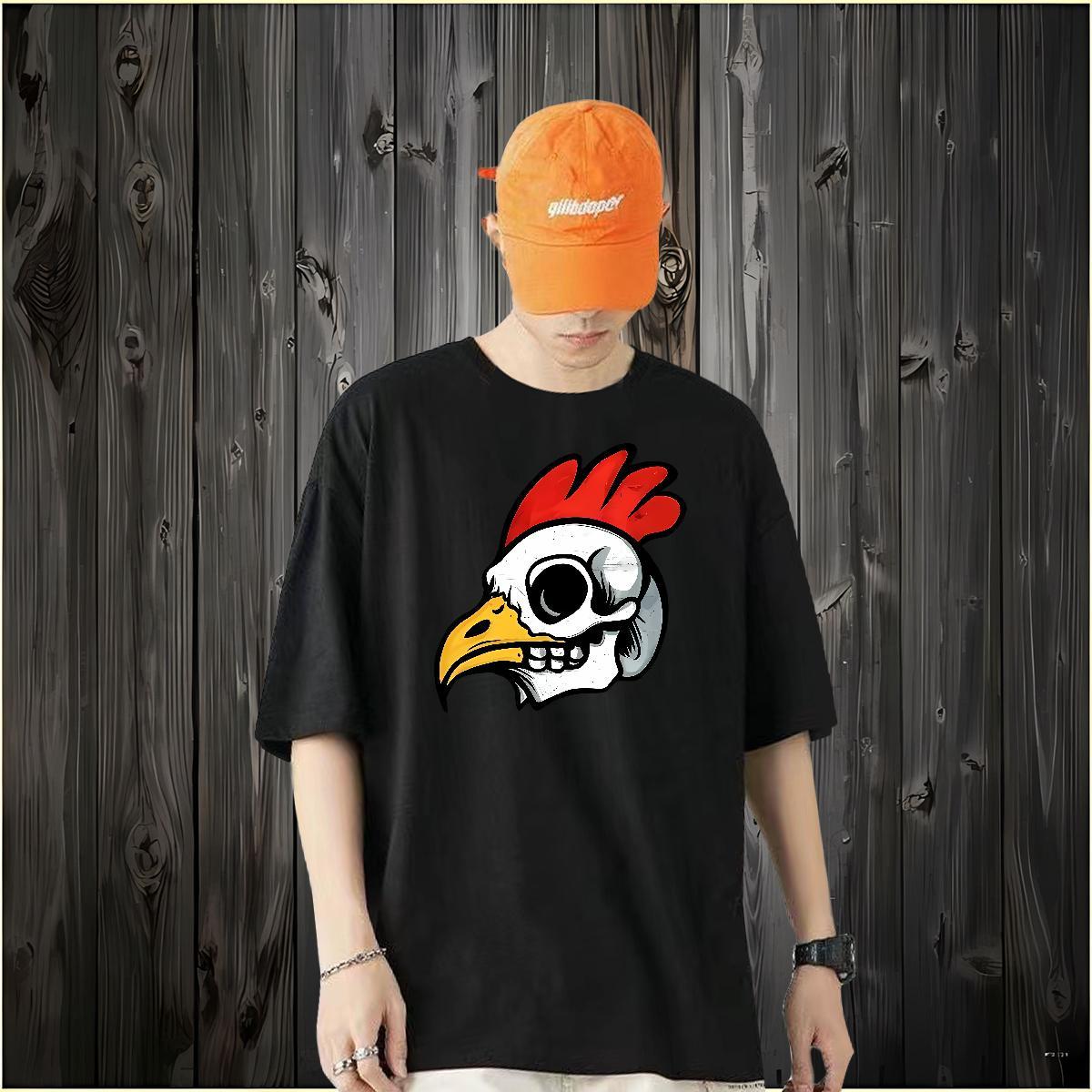 2024 Summer T-Shirts 230g Cotton chicken Casual Daily Wear Tee Shirt Breathable Short Sleeve Soft Tshirts DIY