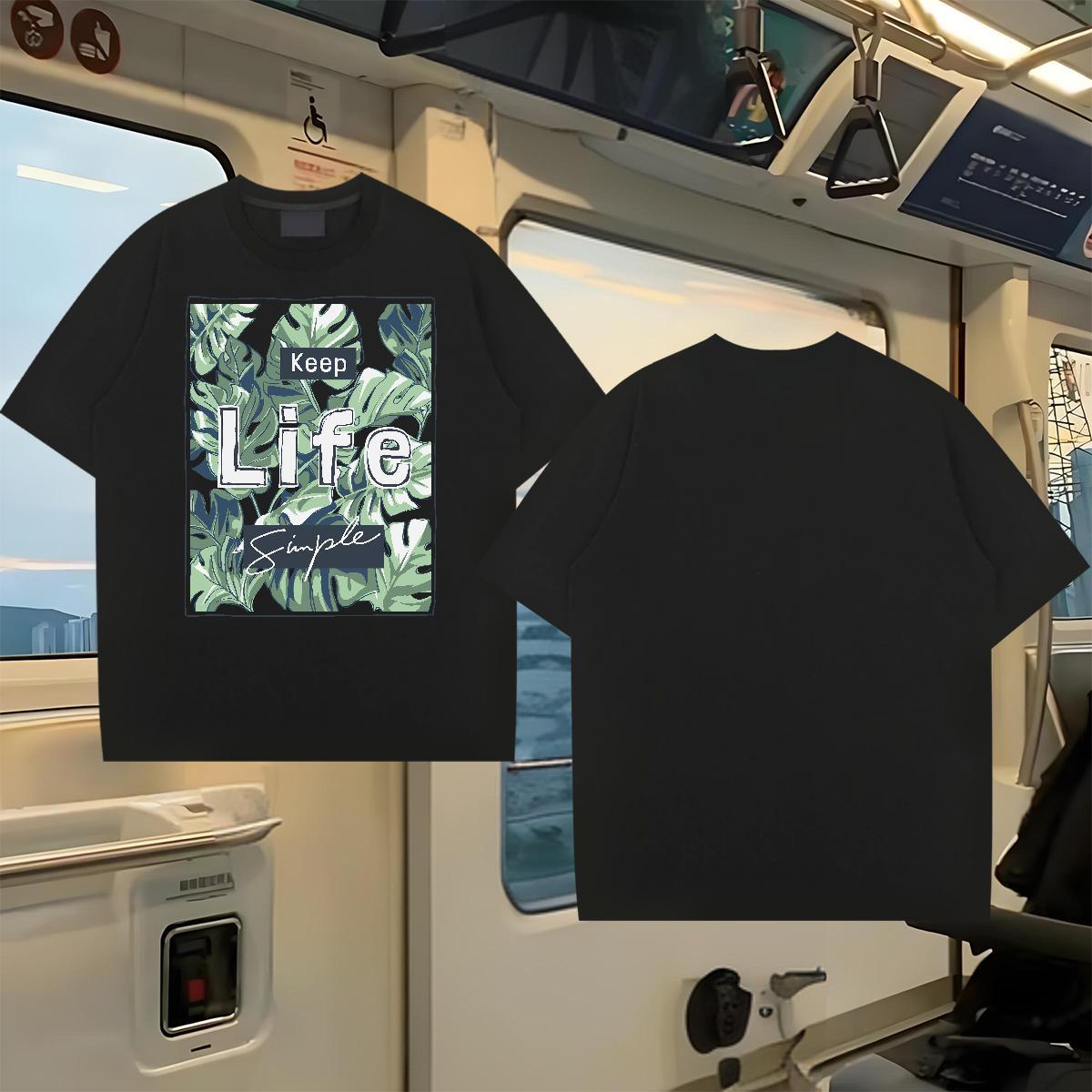 Factory Direct T shirt 230g Pure Cotton tree Casual Tees O-Neck Short Sleeve Loose Couples T Shirts Floral Print