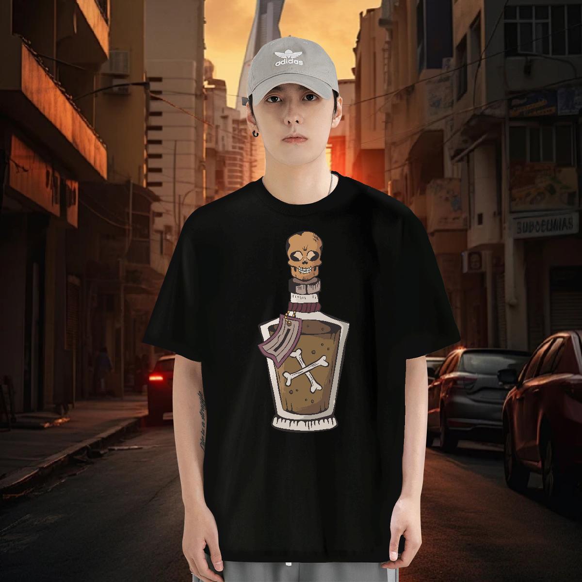 T Shirts Men 100% Cotton 230g bottle Daily Outfit Crew Neck Floral Print Men Tshirts 2024 DIY Popular Tops Shirt