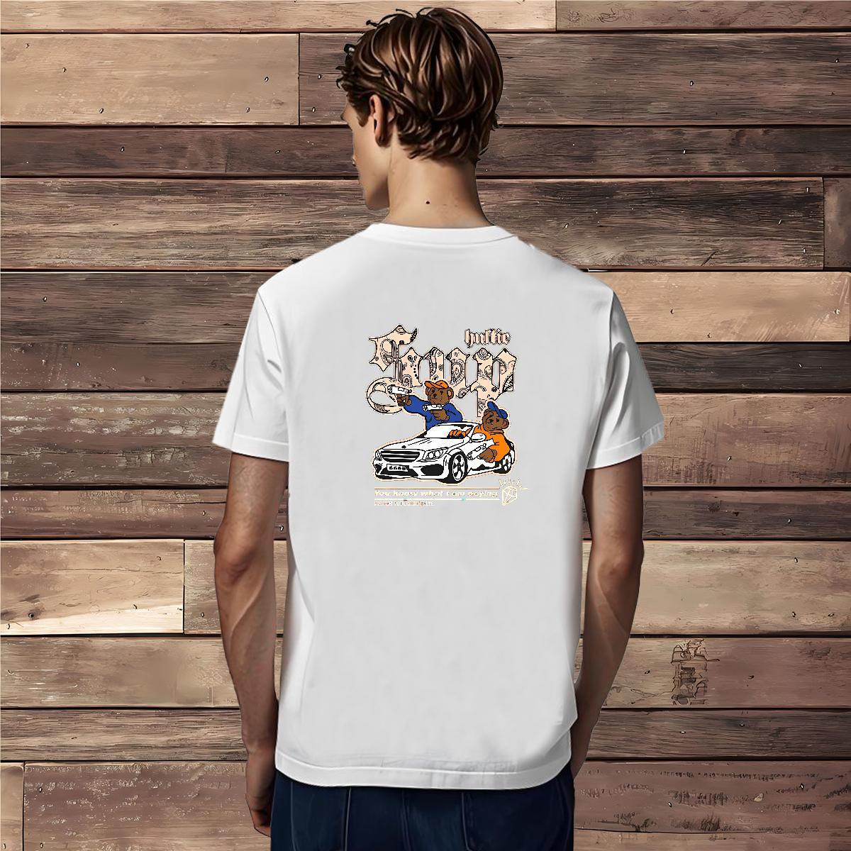 T Shirt For Man 230g Cotton bear Casual Beach Breathable Short Sleeve Graphic Couples T Shirts DIY Customized Free Shipping Clothes