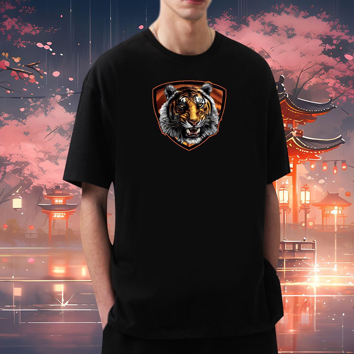 T Shirts Men 230g Pure Cotton tiger Casual Beach Breathable Short Sleeve Oversized 3XL 4XL Mens Tshirts Free Shipping Soft Tops Tees