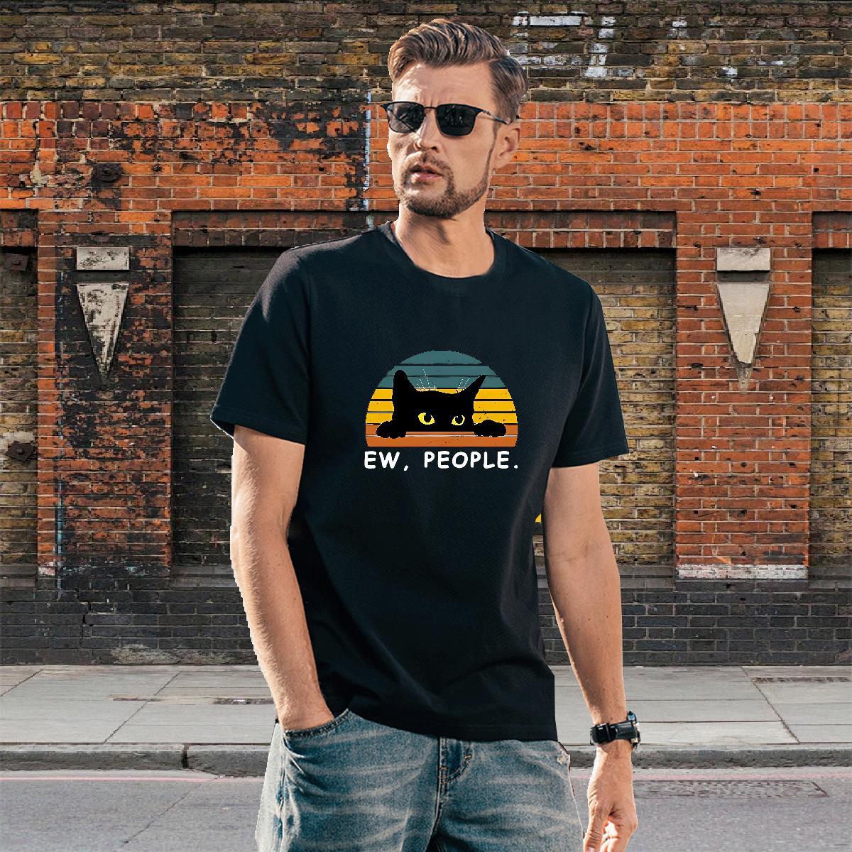 Brand Men Clothes T-Shirt 100% Cotton 230g Casual Beach cat Customized Breathable Soft Free Shipping T Shirt For Man Polos