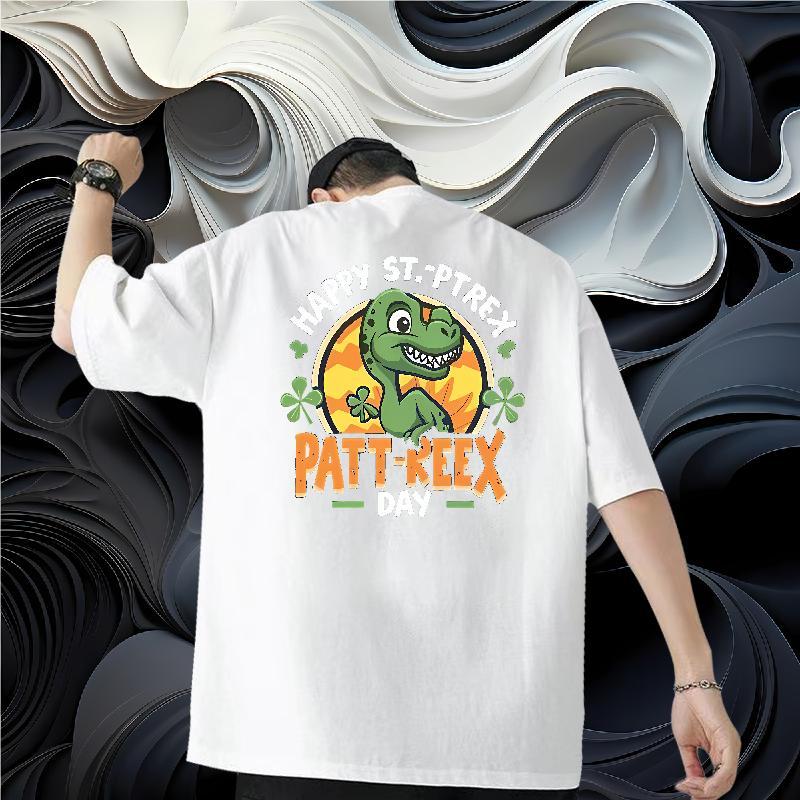DIY Customized T Shirt For Man 230g 100% Cotton dinosaur Summer Casual Wear Round Neck Short Sleeve Comfortable Mens Tshirts Plus Size Cartoon