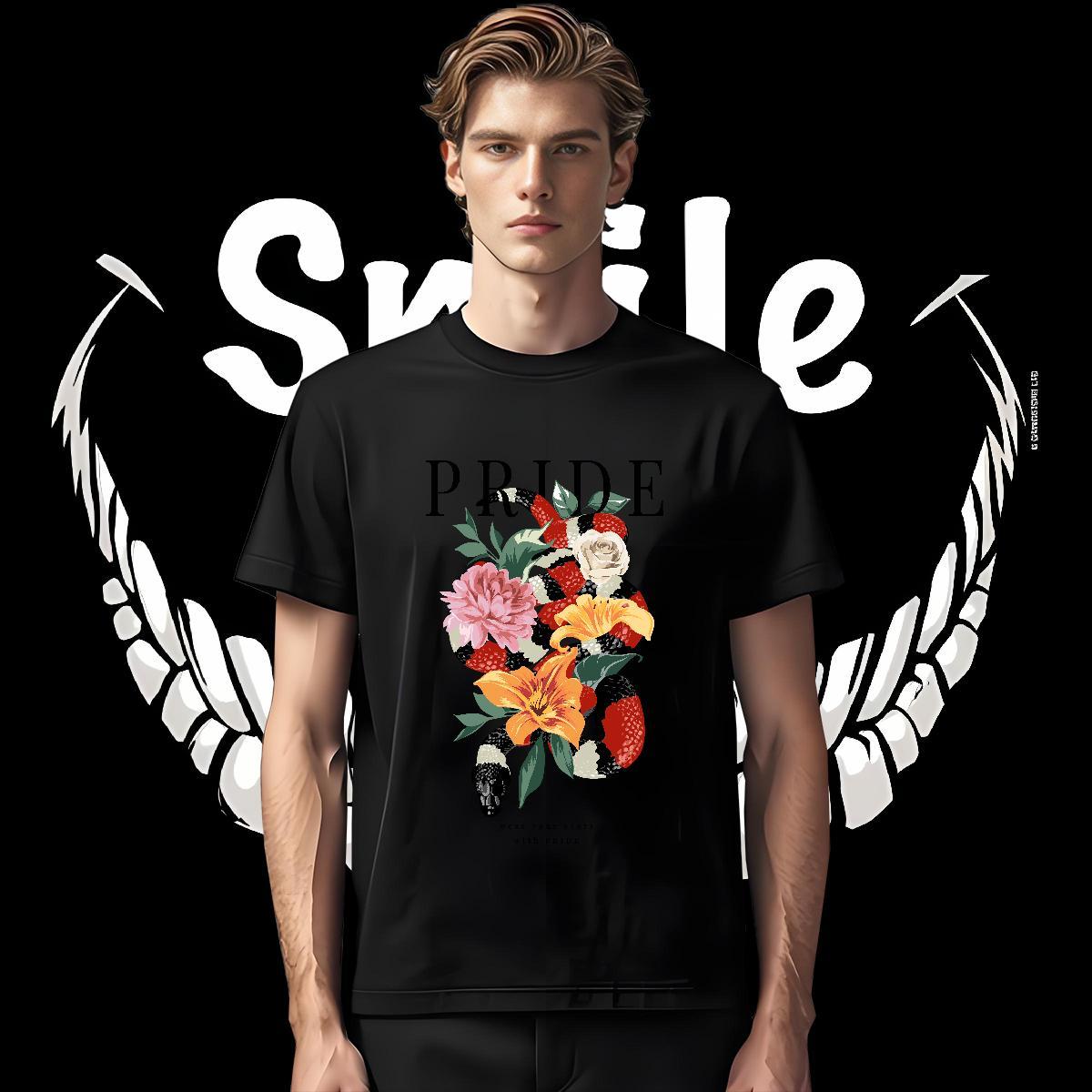 Brand T Shirt For Man 100% Cotton 230g snake Sport Clothings Pure Cotton Loose Couples T Shirts DIY Printed