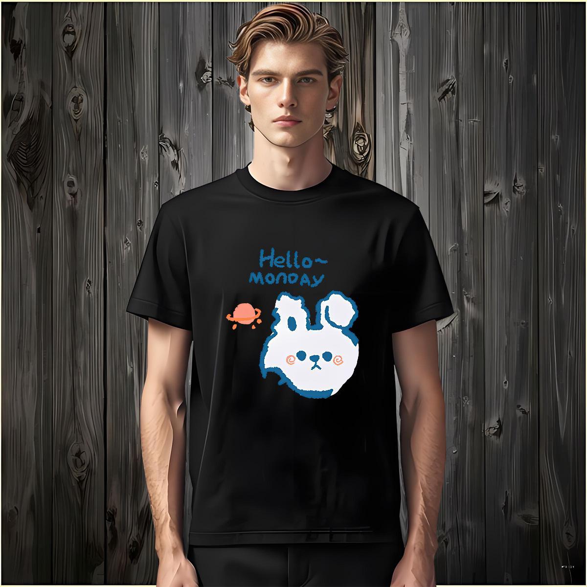 Classic Men T Shirts 230g 100% Cotton rabbit Street Wear Top Tees Breathable Crew Neck High Quality Men Tees Custom Print Oversized