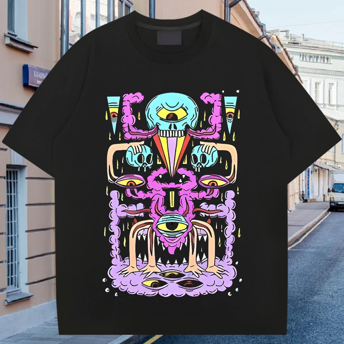 Mens T Shirts 230g Cotton scare Street Casual Short Sleeve Soft White Plus Size Tshirt for Man Woman Free Shipping Cool Clothings