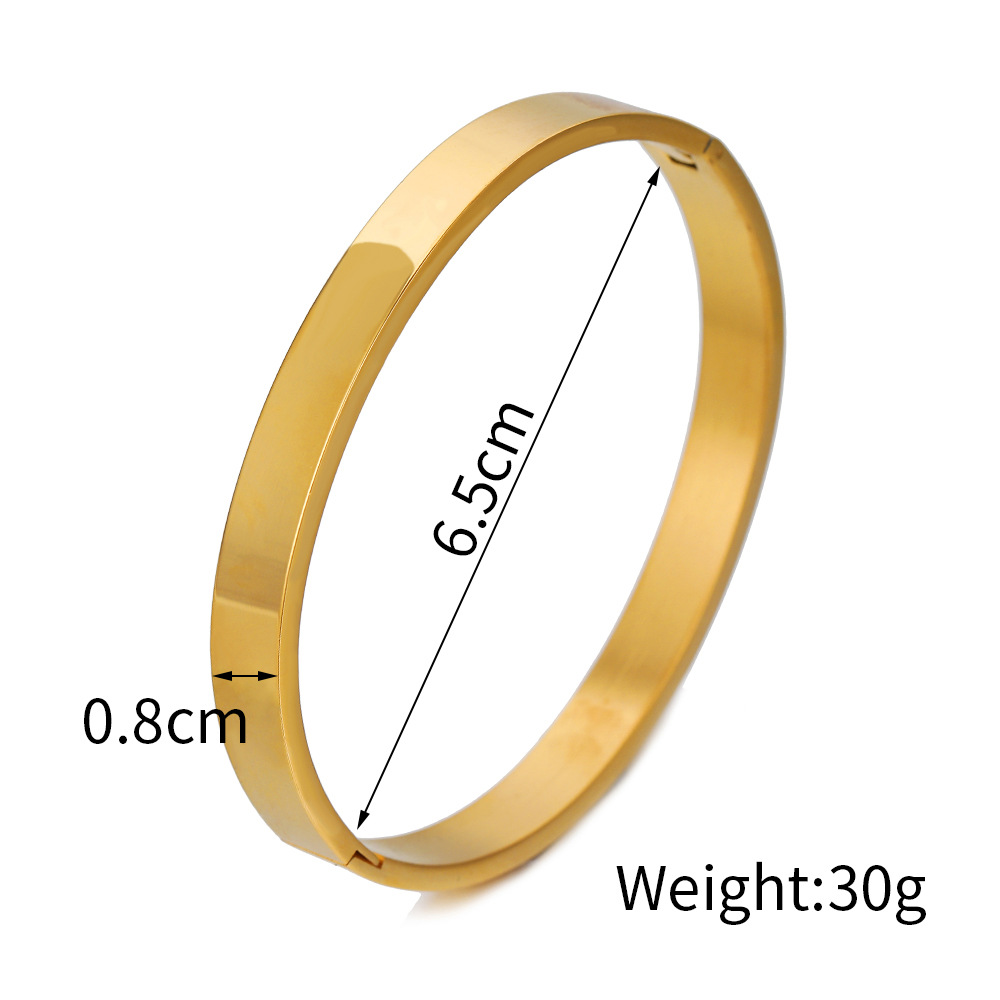 Exquisite Gold Silver Stainless Steel Bangle Bracelet for Men Women Titanium Steel Opening 6mm 8mm Bracelet Snap Buckle Bracelet Lovers Ornament Jewel