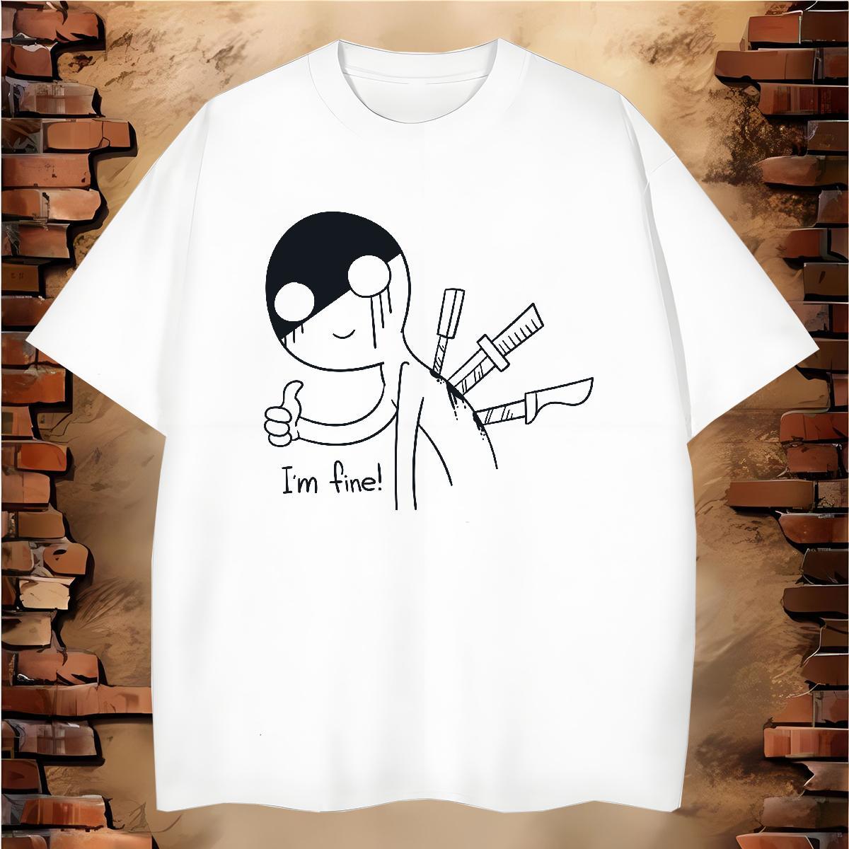 T Shirts Men 230g Cotton painting Casual Breathable Customized Men Tops Tees 2024 New Loose Tees Shirts