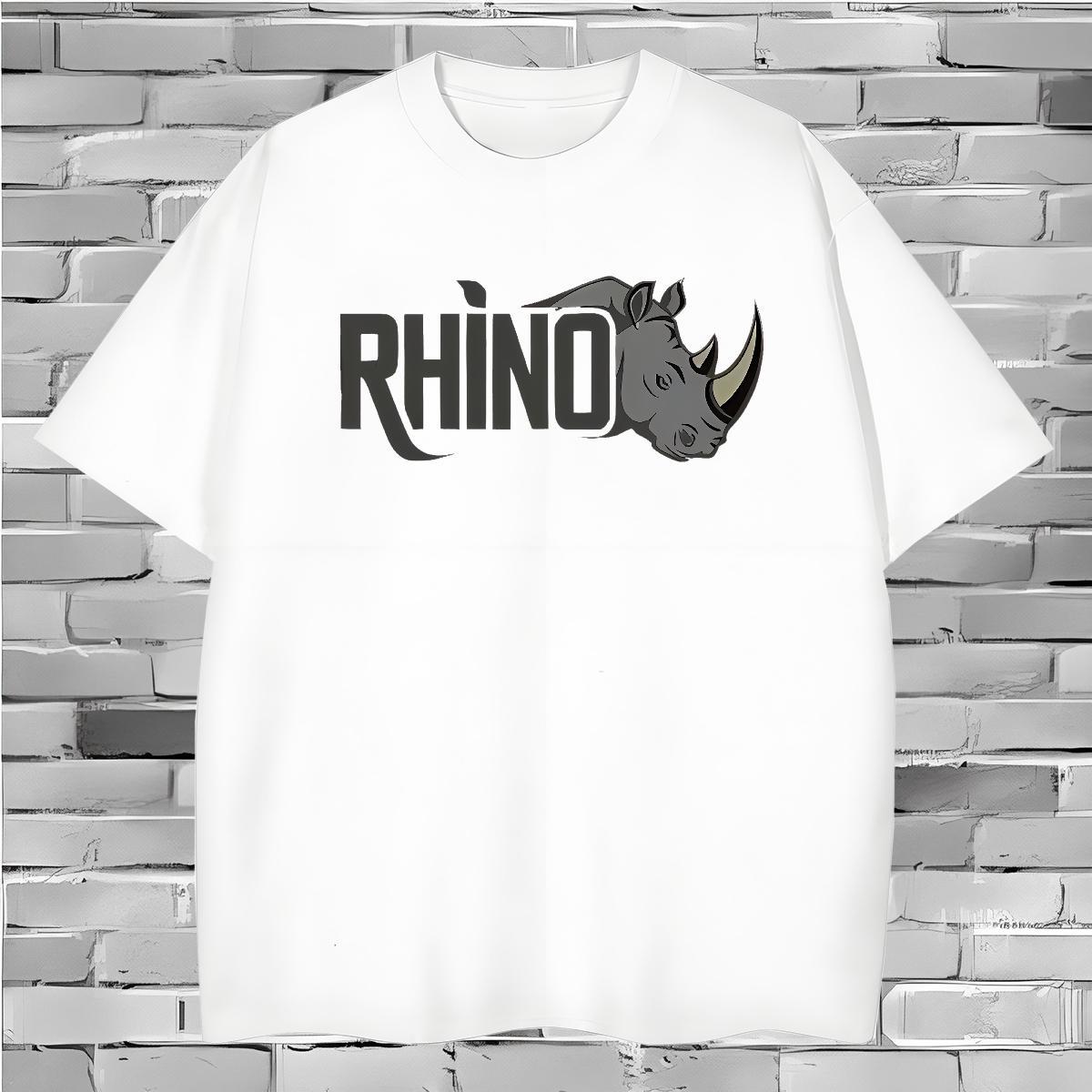 Men T Shirts 230g Cotton rhinoceros Beach O-Neck Short Sleeve Custom Cartoon Men Tshirts Fashion Design Cool Design Top Tees