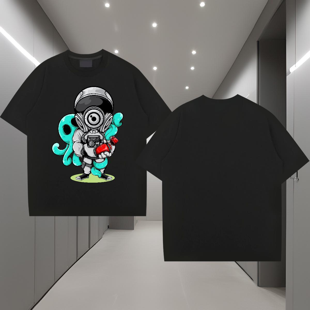 T-Shirts 230g Pure Cotton cosmonaut Daily Wear Short Sleeve Soft Custom Anime Men Tees DIY Customized Wholesale Tops