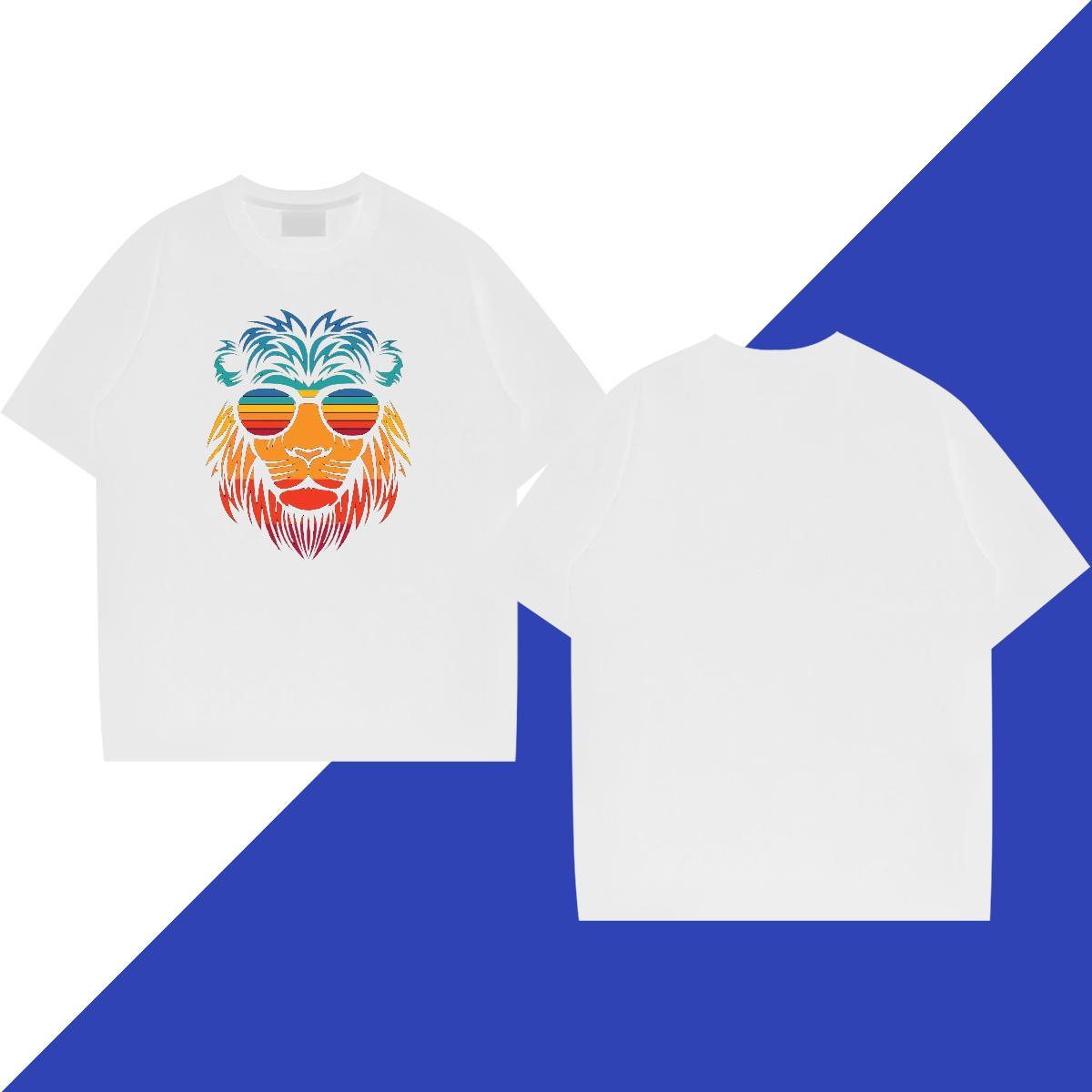 New Arrival Man T Shirts 230g Cotton lion Summer Casual Tops Short Sleeve O-Neck Free Shipping Men Tops Tees Anime Print