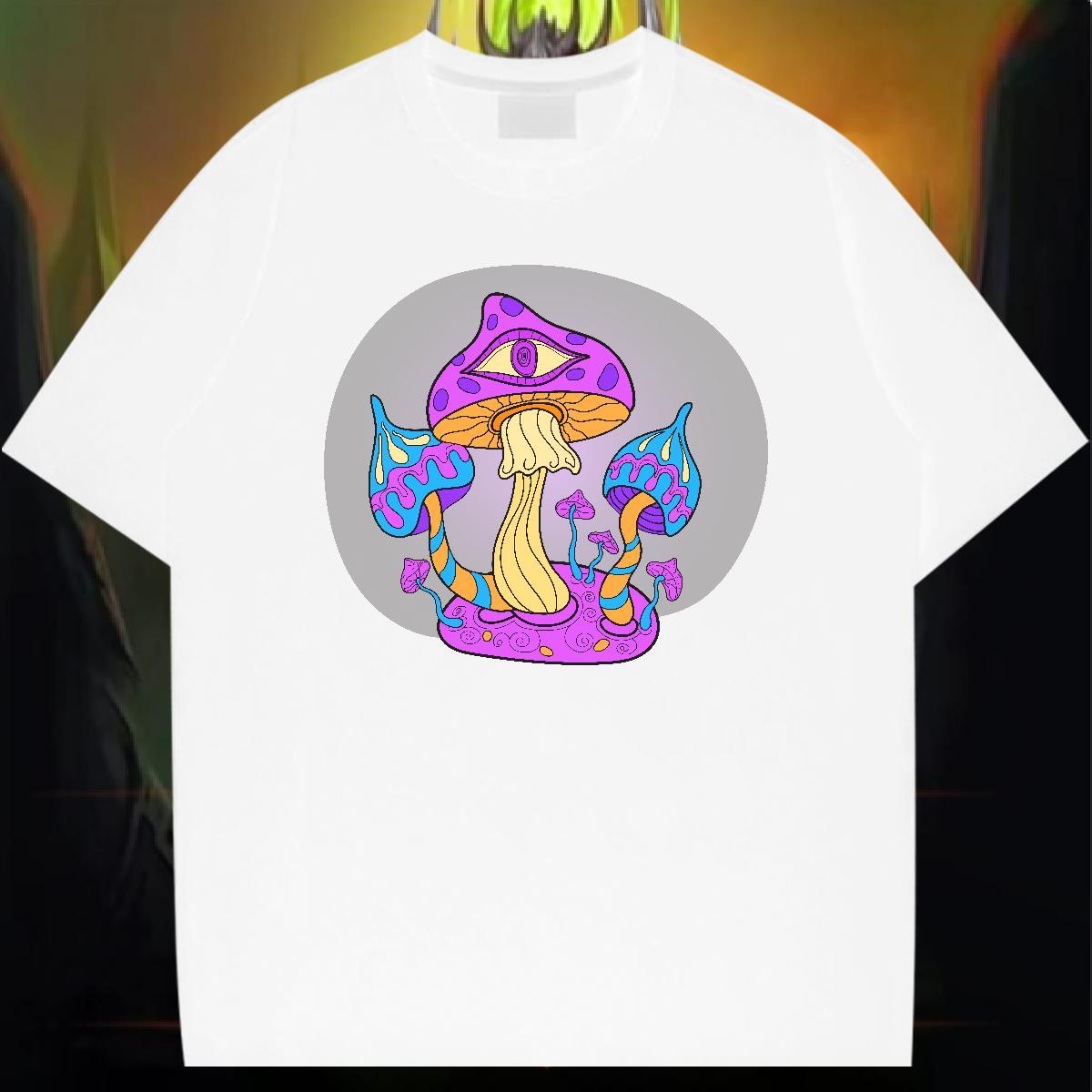 New Arrival Men T Shirts 100% Cotton 230g mushroom Street wear Hip Hop Tshirts Breathable Soft High Quality Men Tshirts DIY Printed